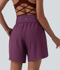 Breezeful™ High Waisted 2-in-1 Curved Hem Quick Dry Running Shorts 7" with Pockets