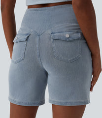Halara Flex™ High Waisted Tummy Control Denim Casual Bermuda Shorts 7'' with Pockets