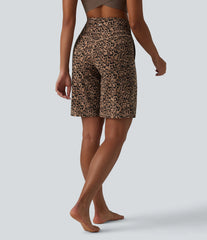 Halara UltraSculpt™ Leopard Print High Waisted Tummy Control Straight Leg Yoga Bermuda Shorts 10'' with Pockets