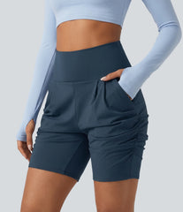 SoftlyZero™ Airy High Waisted Ruched InstantCool Yoga Shorts 7'' with Pockets