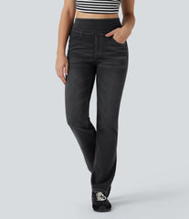 Halara Flex™ High Waisted Tummy Control Washed Casual Bootcut Jeans with Pockets
