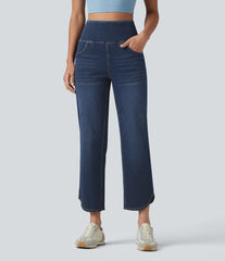 Halara Flex™ High Waisted Tummy Control Curved Hem Skinny Casual 7/8 Jeans with Pockets