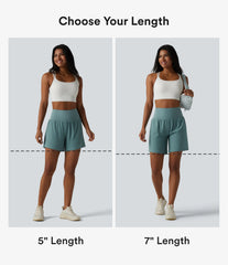 Super High Waisted Tummy Control 2-in-1 Quick Dry Yoga Shorts 7'' with Pockets