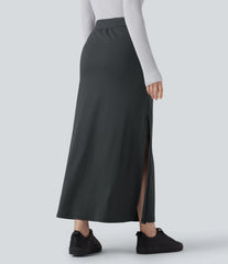 High Waisted A-Line Stripe Maxi Casual Skirt
