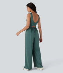 SoftlyZero™ Airy Wide Leg InstantCool Yoga Jumpsuit with Pockets-Easy Peezy