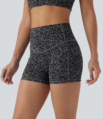 Halara UltraSculpt™ Leopard Print High Waisted Tummy Control Shaping Training Biker Shorts 3'' with Pockets