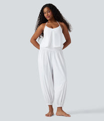 SoftlyZero™ Airy Halter Sleeveless InstantCool Yoga Overalls with Pockets-Easy Peezy-UPF50+