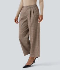 Halara Flex™ Mid Rise Straight Leg Houndstooth Work 7/8 Pants with Pockets