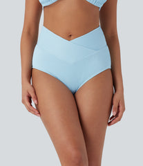 Ribbed Low Rise Crossover Bikini Bottom Swimsuit