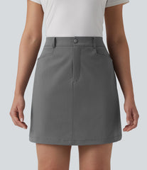 High Waisted A Line Mini Golf Skirt with Pockets-Longer Length