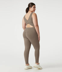 Halara UltraSculpt™ V-neck Crossover Backless Tummy Control Butt Lifting Built-in Bra Workout Plus Size Jumpsuit with Pockets