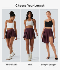 Breezeful™ High Waisted Pleated 2-in-1 Pocket Adjustable Buckle Micro Mini Quick Dry Party Skirt