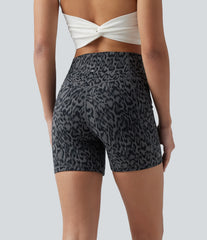 Halara UltraSculpt™ Leopard Print High Waisted Tummy Control Training Biker Shorts 5'' with Pockets