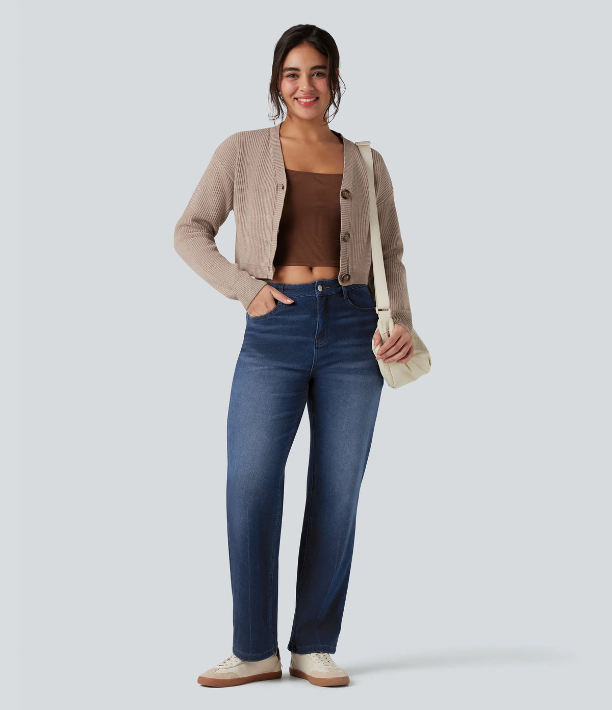 Halara Flex™ Denim Heat High Waisted Straight Leg Fleece Casual Jeans with Pockets