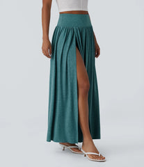 High Waisted 2-in-1 Flowy Maxi Casual Skirt