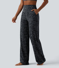 Halara UltraSculpt™ Leopard Print High Waisted Tummy Control Straight Leg Yoga Pants with Pockets