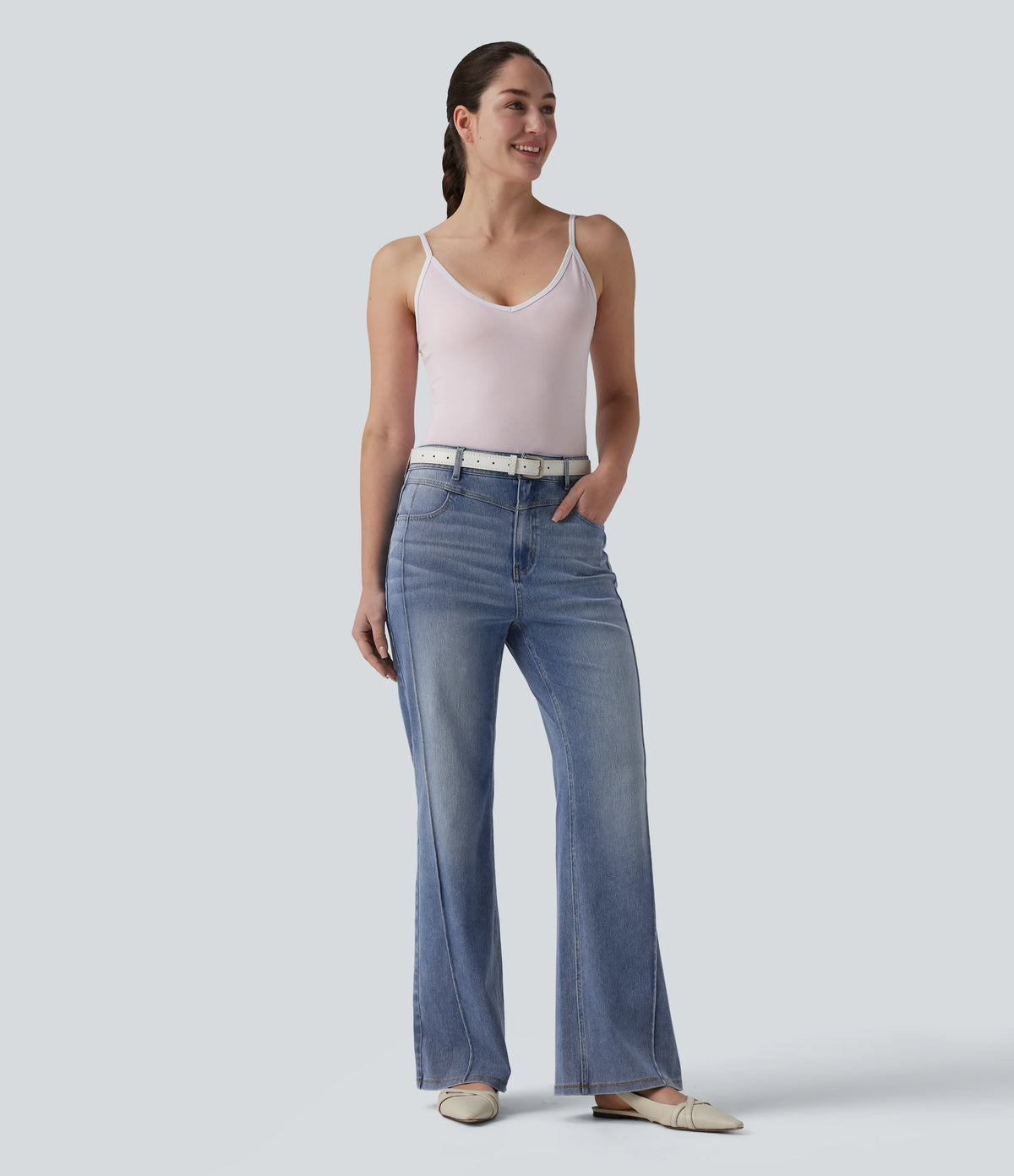 Halara Flex™ High Waisted Casual Straight Leg Jeans with Pockets