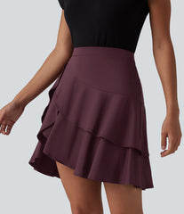 SoftlyZero™ Airy High Waisted Tiered Ruffle Hem 2-in-1 InstantCool Longer Mini Casual Skirt with Pocket