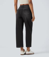 Halara Flex™ High Waisted V-Shaped Casual 7/8 Baggy Jeans with Pockets