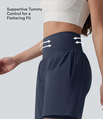 SoftlyZero™ Airy Super High Waisted Tummy Control 2-in-1 InstantCool Yoga Shorts 7" with Pockets