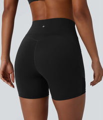 Halara UltraSculpt™ High Waisted Tummy Control Pocket Contrast Mesh Shaping Workout Biker Shorts 5''