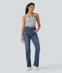 Halara Flex™ High Waisted Tummy Control Washed Casual Bootcut Jeans with Pockets