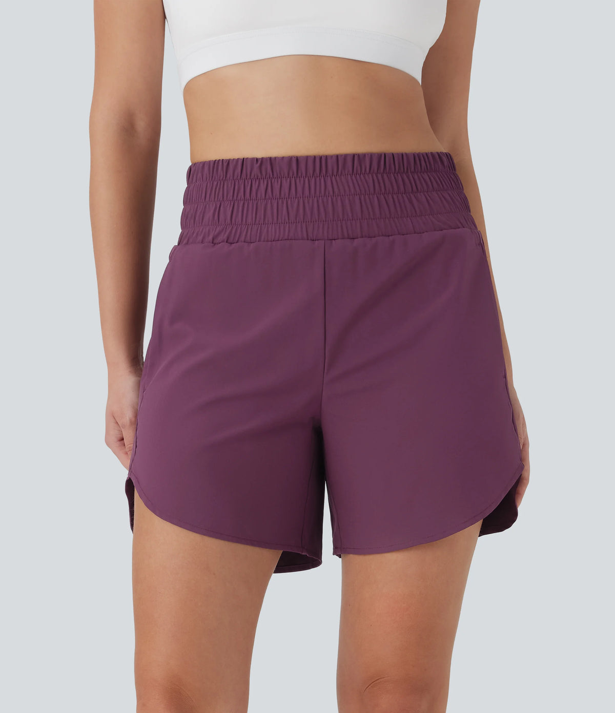 Breezeful™ High Waisted Pockets 2-in-1 Curved Hem Quick Dry Running Shorts 5.5''-Longer Length