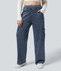 Halara Flex™ Mid Rise Pockets Straight Leg Plus Size Casual Cargo Jeans