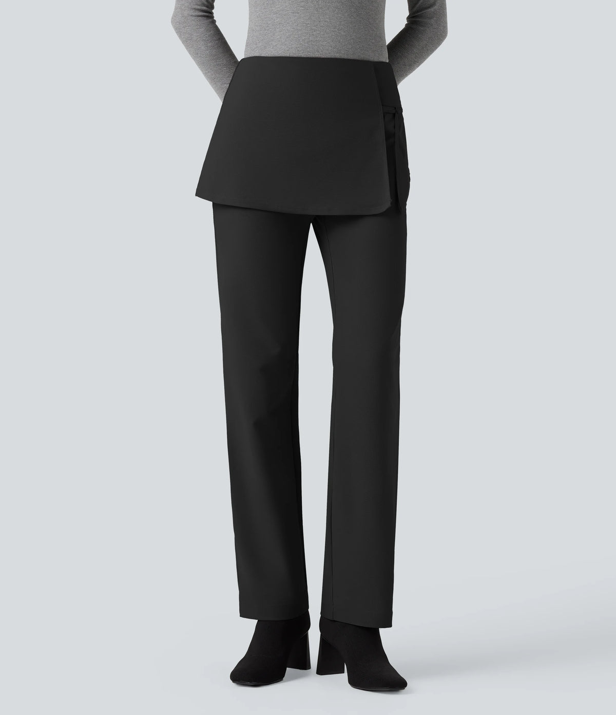 Halara Flex™ Mid Rise Straight Leg Work Skirted Pants with Pockets