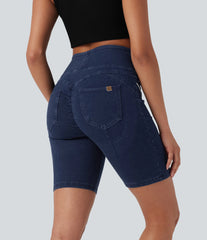 Halara Flex™ High Waisted Scrunch Butt Lifting Stretchy Knit Denim Casual Shorts with Pockets