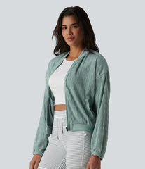 Long Sleeve Casual Bomber Jacket with Pockets