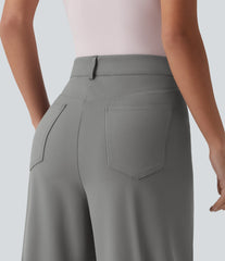 Halara Flex™ DayStretch Asymmetric High Waisted Straight Leg Work Pants with Pockets