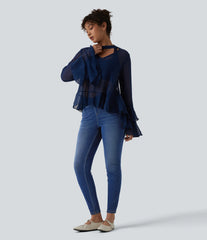 Halara Flex™ Asymmetric Crossover High Waisted Casual Slim Jeans with Pockets