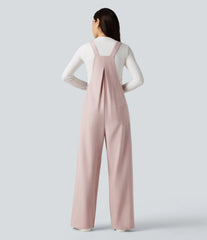 Wide Leg Stripe Overalls with Pockets