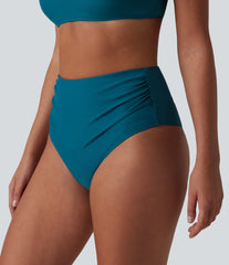 High Waisted Tummy Control Ruched Bikini Bottom Swimsuit