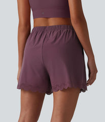 High Waisted Drawstring 2-in-1 Bikini Bottom Swimsuit 3'' with Pockets
