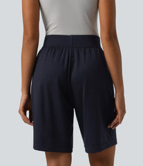 High Waisted Work Shorts with Pockets