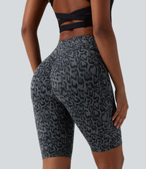 Halara UltraSculpt™ Leopard Print High Waisted Scrunch Butt Lifting Tummy Control Training Biker Shorts 9'' with Pockets