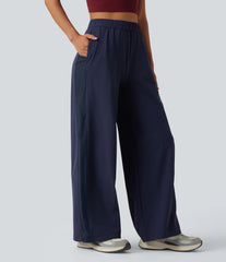 Mid Rise Contrast Mesh Quick Dry InstantCool Workout Straight Leg Pants with Pockets-UPF40+