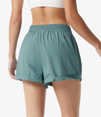 Mid Rise Drawstring 2-in-1 Baggy Running Shorts with Pocket