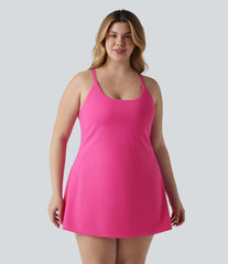 SoftlyZero™ Plush Push-Up Adjustable Straps Crisscross Backless Built-in Bra Dance Plus Size Active Dress-Easy Peezy Edition