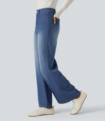 Halara Flex™ High Waisted Tummy Control Wide Leg Casual Jeans with Pockets