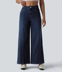 Halara Flex™ Mid Rise Draped Draped Lyocell Casual Straight Leg Jeans with Pockets