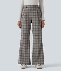 Halara Flex™ High Waisted Plaid Work Flare Pants with Pockets