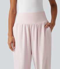Breezeful™ High Waisted Tummy Control 2-in-1 Split Hem Quick Dry Resort Pants with Pockets