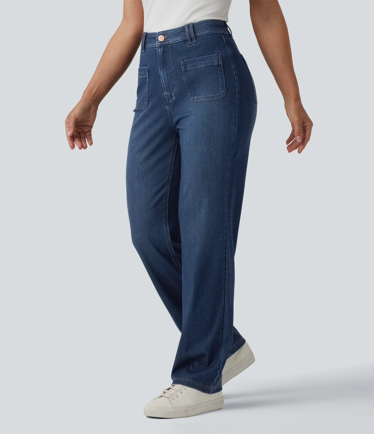 Halara Flex™ High Waisted Draped Lyocell Casual Bootcut Jeans with Pockets
