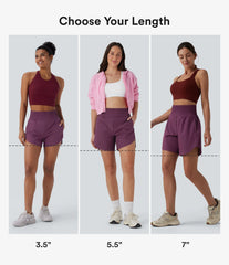 Breezeful™ High Waisted Pockets 2-in-1 Curved Hem Quick Dry Running Shorts 5.5''-Longer Length