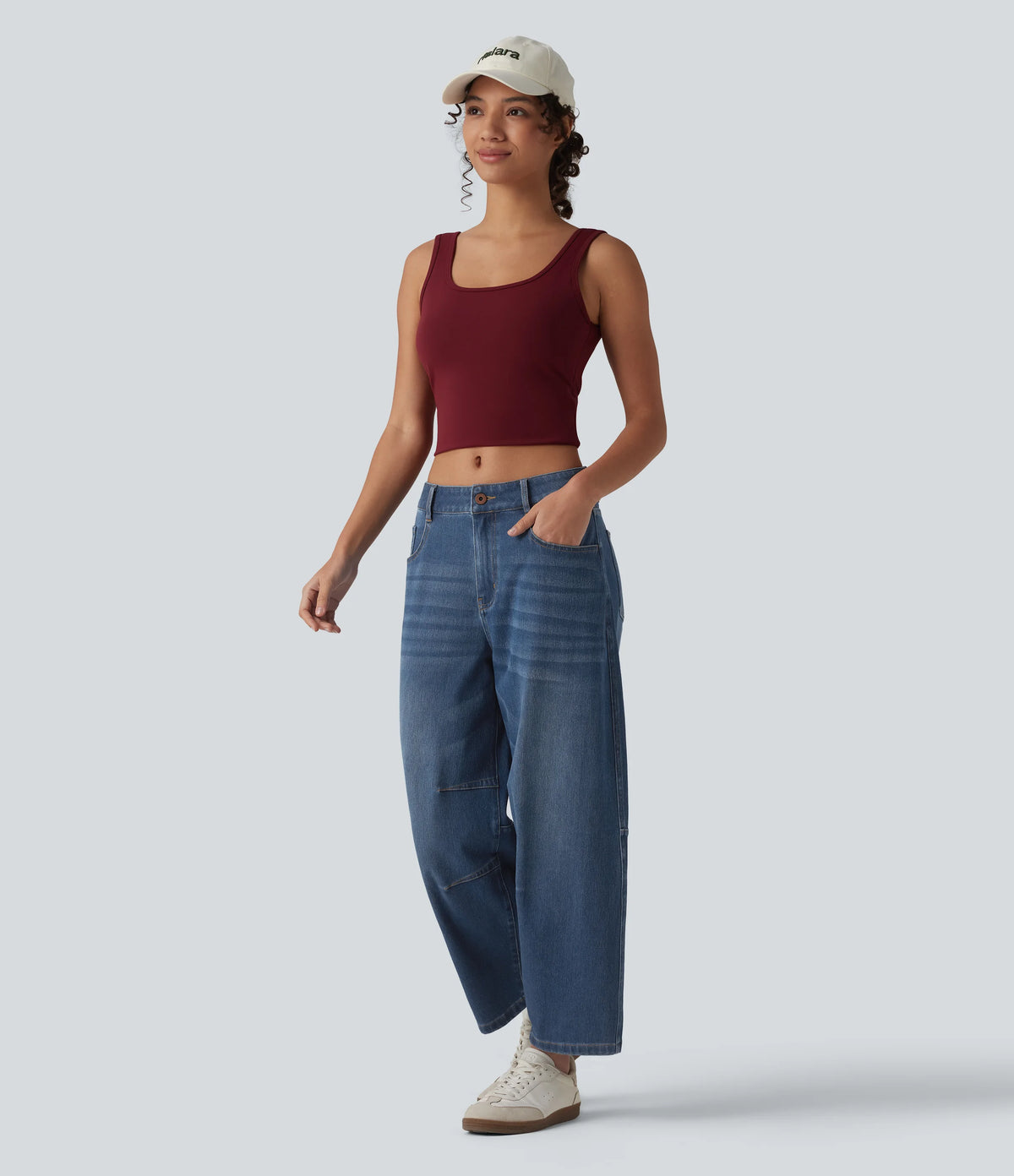 Halara Flex™ Low Rise Zipper Pockets Barrel Leg Casual Jeans