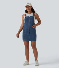 Halara Flex™ Square Neck Denim Mini Casual Dress with Pockets