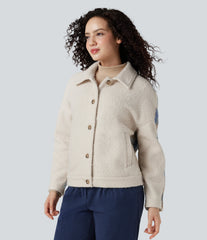 Lapel Long Sleeve Casual Sherpa Jacket